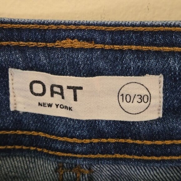 OAT NY High Rise Wide Leg Raw Hem Audre Dark Wash Jeans Size 10/30 - Picture 6 of 7